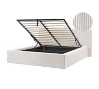 Ottoman Bed Corduroy LILLEBONNE 160 x 200 cm (EU King Size) Light Beige