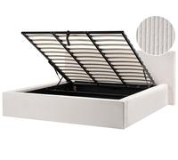 Ottoman Bed Corduroy LILLEBONNE 180 x 200 cm (EU Super King) Light Beige