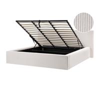 Ottoman Bed Corduroy LILLEBONNE 180 x 200 cm (EU Super King) Light Beige