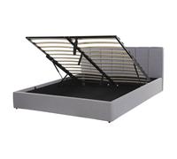 Ottoman Bed DREUX Fabric Light Grey 160 x 200 cm (EU King Size)