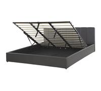 Beliani Ottoman Bed Dreux Faux Leather Dark Grey 180 X 200 Cm (Eu Super King)