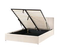 Ottoman Bed Velvet DREUX 140 x 200 cm (EU Double) Light Beige