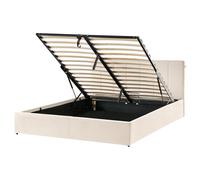 Beliani Ottoman Bed Dreux Velvet Light Beige 160 X 200 Cm (Eu King Size)