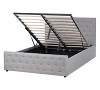 Ottoman Bed AMIENS Fabric Light Grey 140 x 200 cm (EU Double)