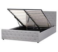 Ottoman Bed AMIENS Fabric Light Grey 160 x 200 cm (EU King Size)