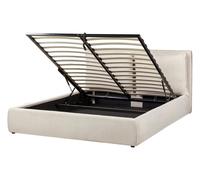 Beliani Ottoman Bed Bajonna Fabric Light Beige 160 X 200 Cm (Eu King Size)