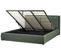 Beliani Ottoman Bed Bajonna Fabric Dark Green 180 X 200 Cm (Eu Super King)