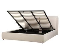 Beliani Ottoman Bed Bajonna Fabric Light Beige 180 X 200 Cm (Eu Super King)
