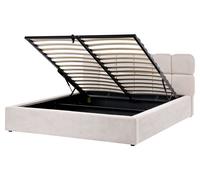Ottoman Bed BASTON Fabric Light Beige 160 x 200 cm (EU King Size)