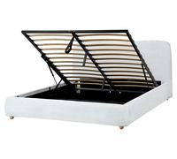 Beliani Ottoman Bed Blagnac Fabric Light Grey 160 X 200 Cm (Eu King Size)