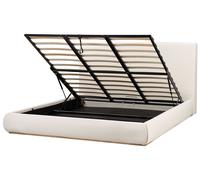Beliani Ottoman Bed Fabric Campagne 180 X 200 Cm Eu Super King Light Beige