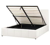 Beliani Ottoman Bed Castelnavet Fabric Off-White 160 X 200 Cm (Eu King Size)