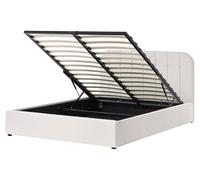 Beliani Ottoman Bed Challans Fabric Off-White 160 X 200 Cm (Eu King Size)
