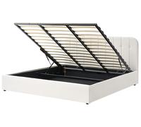 Beliani Ottoman Bed Challans Fabric Off-White 180 X 200 Cm (Eu Super King)