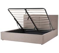Beliani Ottoman Bed Fabric Moissac 180 X 200 Cm Eu Super King Taupe