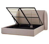 Beliani Ottoman Bed Monestier Fabric Taupe 160 X 200 Cm (Eu King Size)