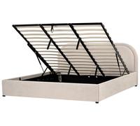 Ottoman Bed Chenille QUILLIEN 180 x 200 cm (EU Super King) Light Beige