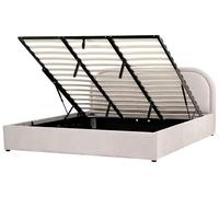 Beliani Ottoman Bed Quillien Chenille Taupe 180 X 200 Cm (Eu Super King)