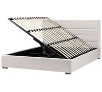 Beliani Ottoman Bed Rouen Fabric Light Beige 180 X 200 Cm (Eu Super King)