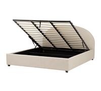 Beliani Fabric Eu Super King Size Ottoman Bed Beige Vaucluse