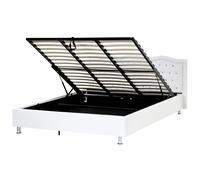 Ottoman Bed Faux Leather METZ 180 x 200 cm (EU Super King) White