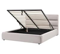 Ottoman Bed BONIFACIO Faux Linen Grey 160 x 200 cm (EU King Size)