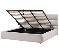 Ottoman Bed Faux Linen BONIFACIO 180 x 200 cm (EU Super King) Grey