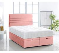 Ottoman Bed Foot Lift Plush Velvet Base with Memory Orthopaedic Mattress and Verona HEADBOARD by Comfy Deluxe LTD (Pink, 4FT6 Double)