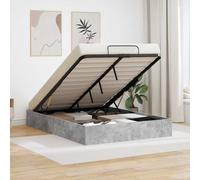 Ottoman Bed Frame Concrete Grey 135 x 190 cm Engineered Wood
