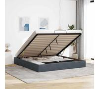 Ottoman Bed Frame No Mattress Dark Grey Super King Velvet