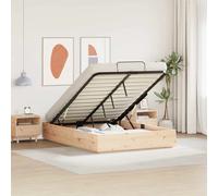 Ottoman Bed Frame Solid Pine Natural 120x200cm Storage Gas Lift Handles Underbed
