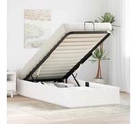 Ottoman Bed Frame White Solid Pine Wood Single 90x190cm Gas Lift Large Storage.