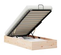 Ottoman Bed Frame Natural Pine Solid Wood 70x190 cm Gas Lift Storage Twin 2pc UK