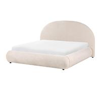 Ottoman Bed GRASSE Fabric Light Beige 160 x 200 cm (EU King Size)