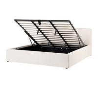 Ottoman Bed LAGARDE Fabric Off-White 180 x 200 cm (EU Super King)