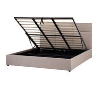 Beliani Ottoman Bed Fabric Lagord 180 X 200 Cm Eu Super King Taupe