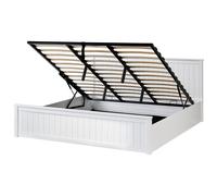 Beliani Ottoman Bed Pine Wood Lambres 180 X 200 Cm (Eu Super King) White