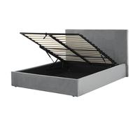 Ottoman Bed LORIENT Velvet Light Grey 140 x 200 cm (EU Double)