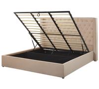 Ottoman Bed LUBBON Velvet Beige 180 x 200 cm (EU Super King)