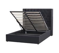 Ottoman Bed Velvet LUBBON 140 x 200 cm (EU Double) Black
