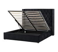 Beliani Ottoman Bed Velvet Lubbon 160 X 200 Cm (Eu King Size) Black