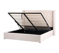 Ottoman Bed LUBBON Velvet Off-White 180 x 200 cm (EU Super King)