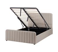 Beliani Ottoman Bed LUNAN 120 x 200 cm (EU Small Double) Taupe, Brown