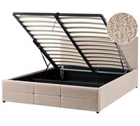 Ottoman Bed MASSOGNES Boucle Beige 140 x 200 cm