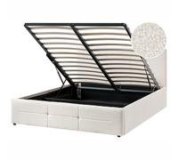 Ottoman Bed MASSOGNES Boucle Off-White 140 x 200 cm