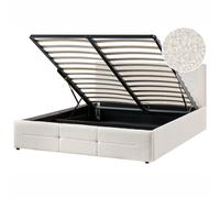 Ottoman Bed MASSOGNES Boucle Off-White 160 x 200 cm