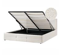 Ottoman Bed MASSOGNES Boucle Off-White 180 x 200 cm