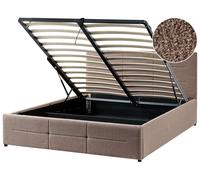 Ottoman Bed MASSOGNES Boucle Taupe 140 x 200 cm