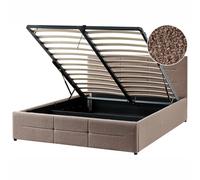 Ottoman Bed MASSOGNES Boucle Taupe 140 x 200 cm