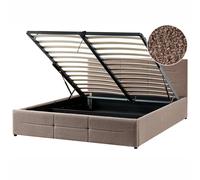 Ottoman Bed MASSOGNES Boucle Taupe 160 x 200 cm